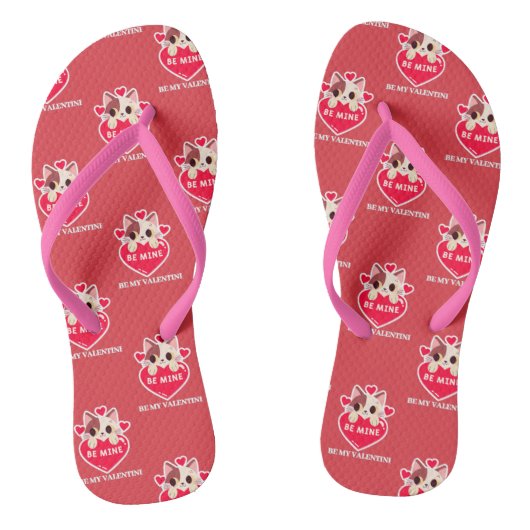 Schattigee witte kitten met hart teenslippers (Voetbed)