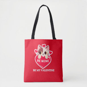 Schattigee witte kitten met hart tote bag