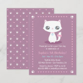 Schattigee witte kitten met roze lint meisjes Verj Kaart (Voorkant / Achterkant)