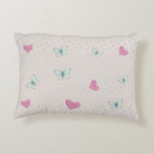 Schattigee Witte Kitten met Vlinder op pastel Accent Kussen (Achterkant)