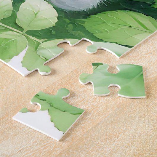 Schattigee witte kitten napping onder rozenstruik legpuzzel (Zijkant)