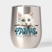 Schattigee witte kitten Paws en genieten (Achterkant)