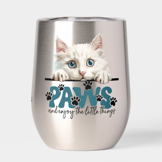 Schattigee witte kitten Paws en genieten (Achterkant)