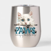 Schattigee witte kitten Paws en genieten (Voorkant)