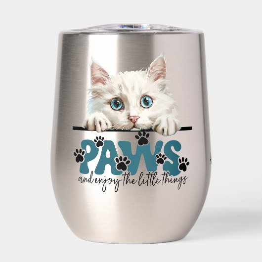 Schattigee witte kitten Paws en genieten (Voorkant)