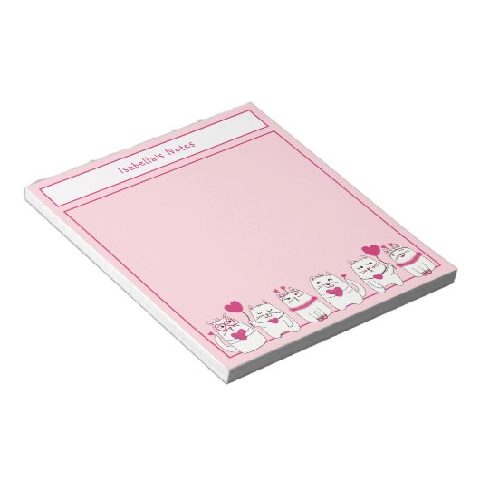 Schattigee Witte Kittens Kinder aangepaste naam Ro Notitieblok (Schuin)