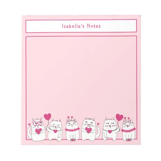 Schattigee Witte Kittens Kinder aangepaste naam Ro Notitieblok (Voorkant)