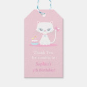 Schattigee witte kitty cat dank u feestgeschenk La Cadeaulabel (Voorkant)