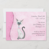 Schattigee Witte Kitty Kat en Bloemen op Roze Verj Kaart (Achterkant)