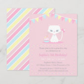 Schattigee Witte Kitty Kat Verjaardagsfeestuitnodi Kaart (Voorkant / Achterkant)