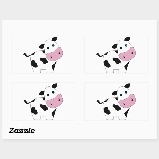 Schattigee witte Koe Rechthoekige Sticker (Vel)