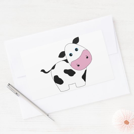 Schattigee witte Koe Rechthoekige Sticker (Envelop)