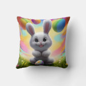 Schattigee witte konijn met paaseieren kussen (Achterkant)