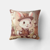 Schattigee witte konijn wonderland grillige tijdwa kussen (Achterkant)