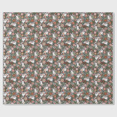 Schattigee witte konijnen, bloemenmotief in vintag cadeaupapier (Vlak)