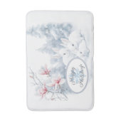 Schattigee witte konijnen in de wintervakantie badmat (Voorkant Verticaal)