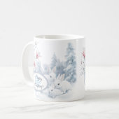 Schattigee witte konijnen in de wintervakantie koffiemok (Voorkant links)