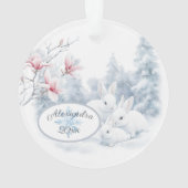 Schattigee witte konijnen in de wintervakantie ornament (achterkant)