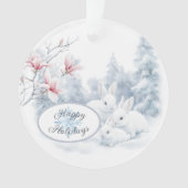 Schattigee witte konijnen in de wintervakantie ornament (voorkant)