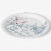 Schattigee witte konijnen in de wintervakantie papieren bordje (Gekanteld)