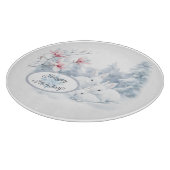 Schattigee witte konijnen in de wintervakantie snijplank (Hoek)