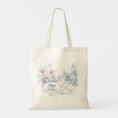 Schattigee witte konijnen in de wintervakantie tote bag (Achterkant)