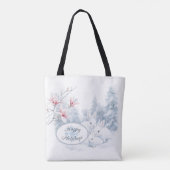 Schattigee witte konijnen in de wintervakantie tote bag (Achterkant)