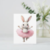 Schattigee witte konijnenballerina dansballet feestdagenkaart (Staand voorkant)