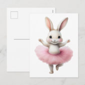 Schattigee witte konijnenballerina dansballet feestdagenkaart (Voorkant / Achterkant)
