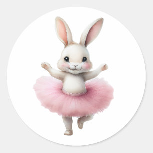 Schattigee witte konijnenballerina dansballet ronde sticker