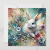 Schattigee witte konijnenbloemen glitter Waterverf Feestdagenkaart (Voorkant)