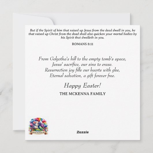 Schattigee witte konijnenbloemen glitter Waterverf Feestdagenkaart (Achterkant)