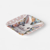 Schattigee witte konijnenpastel Daisy Flowers Papieren Bordje (Gebogen)