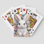 Schattigee witte konijnenpastel Daisy Flowers Pokerkaarten (Achterkant)
