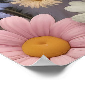 Schattigee witte konijnenpastel Daisy Flowers Poster (Hoek)
