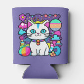 Schattigee witte kosmische ruimte kitty cat blikjeskoeler (Achterkant)