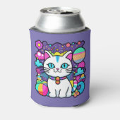 Schattigee witte kosmische ruimte kitty cat blikjeskoeler (Blikje Achterkant)