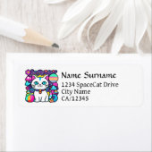 Schattigee witte kosmische ruimte kitty cat etiket (Insitu)