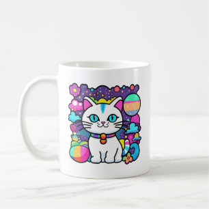 Schattigee witte kosmische ruimte kitty cat koffiemok