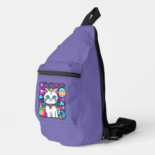 Schattigee witte kosmische ruimte kitty cat sling bag (Rechterhoek)