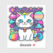 Schattigee witte kosmische ruimte kitty cat sticker (Vel)