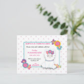 Schattigee Witte Llama Stippen Eerste Verjaardagsu Briefkaart (Staand voorkant)