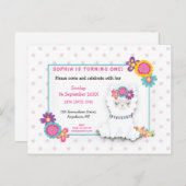 Schattigee Witte Llama Stippen Eerste Verjaardagsu Briefkaart (Voorkant / Achterkant)