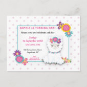 Schattigee Witte Llama Stippen Eerste Verjaardagsu Briefkaart (Voorkant)