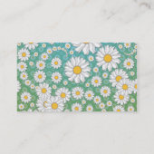 Schattigee witte madeliefjes op blauw groen visitekaartje (Achterkant)