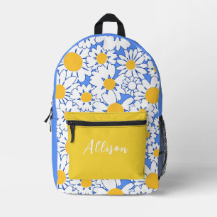 Schattigee witte madeliefjes op blauw met aangepas bedrukte rugzak
