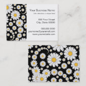 Schattigee witte madeliefjes op zwarte achtergrond visitekaartje (Voorkant / Achterkant)