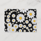 Schattigee witte madeliefjes op zwarte achtergrond visitekaartje (Achterkant)