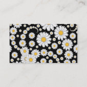 Schattigee witte madeliefjes op zwarte achtergrond visitekaartje (Achterkant)