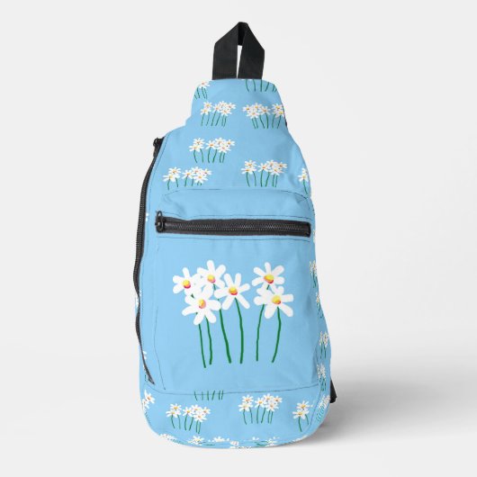 Schattigee  witte madeliefjes sling bag (Voorkant)